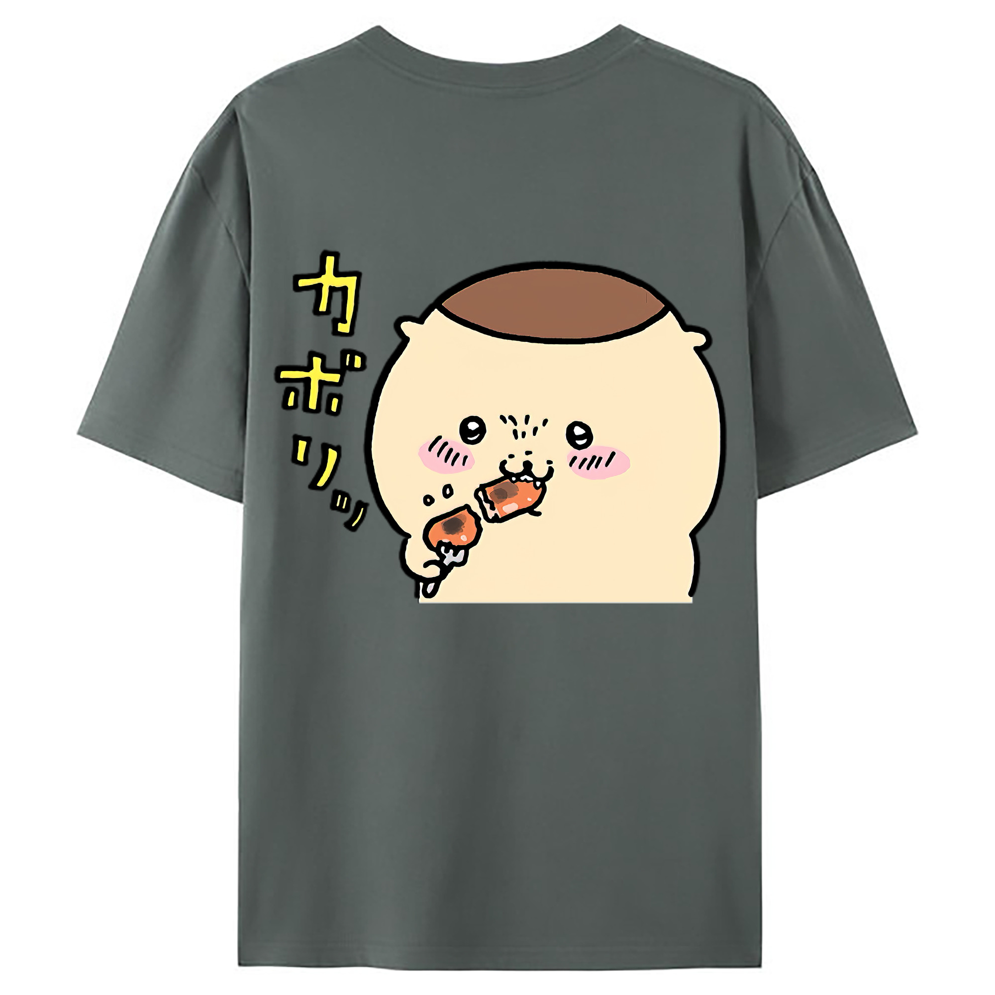 （画像用） ちいかわ くりまんじゅう Chii-kawa kuri manjū 綿100％ メンズ半袖Tシャツ（バックプリント） 通気性